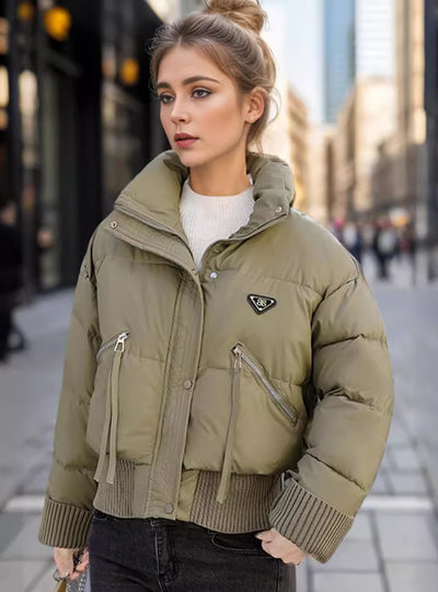 Vertical Collar Thickened Short Cotton-padded Down Jacket