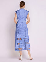 Palace Openwork Lace Stand-up Collar Slim Dress