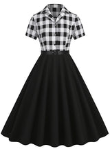 V-neck Short-sleeved Belt 50S Retro Dress