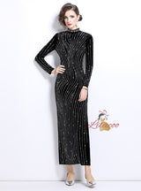 Heavy Industry Hot Drilling Slim Velvet Dress