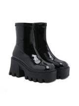 Black Round-headed Retro Platform Martin Boots