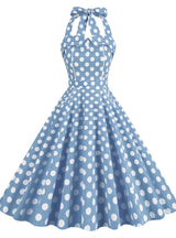 Retro Polka-dot Halter Halter Dress