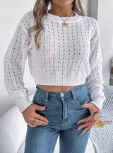 Sexy Backless Button Long Sleeve Sweater