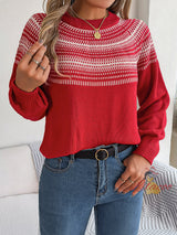 Retro Contrast Striped Long Sleeve Sweater