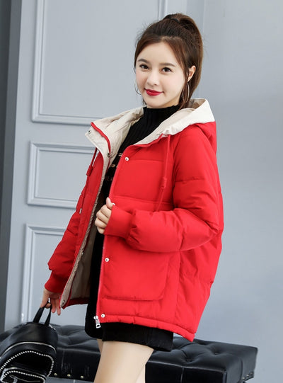 Casual Cotton-padded Hooded Short Down Coat