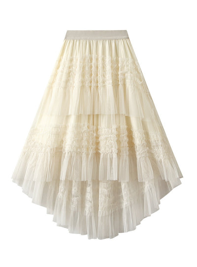 Hi Lo Irregular Splicing Gauze Skirt