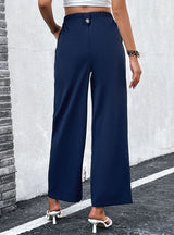 High Waist Elastic Wide-leg Pants