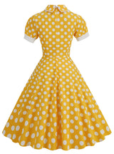 Retro Polka Dot Doll Collar Short Sleeve Dress