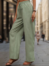 High Waist Elastic Wide-leg Pants