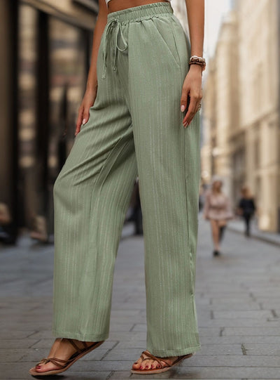 High Waist Elastic Wide-leg Pants