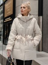 Medium and Long Slim Waist Cotton-padded Jacket