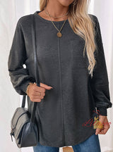 Long-sleeved Round Neck Pullover Top