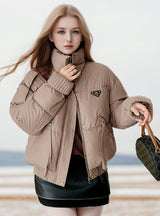 Stand-up Collar Short Thick Cotton-padded Jacket