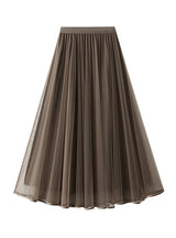 Women Mesh Pleated Skirt