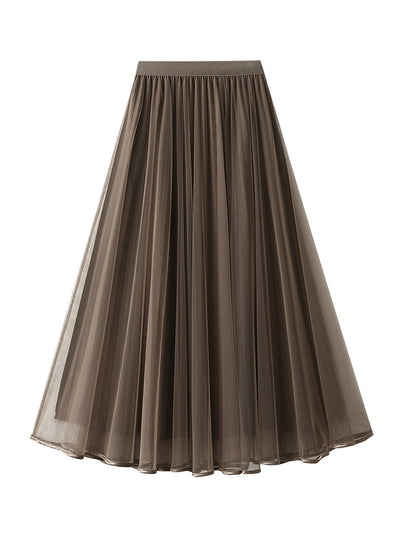 Women Mesh Pleated Skirt