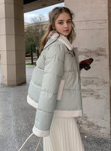 Short Lambswool Cotton-padded Jacket Coat