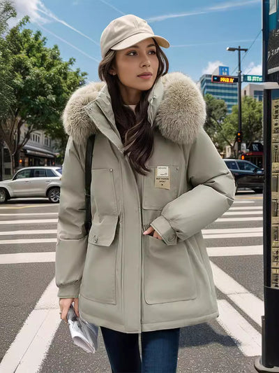 Parka Silm Waist Hooded Cotton-padded Jacket