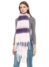 Thick Thick Fringed Striped Scarf