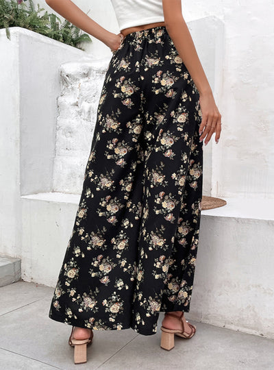 Large Horn Printed Wide-leg Pants