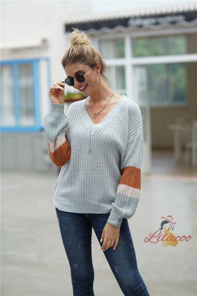 Women Crew Neck Loose Knit Sweater