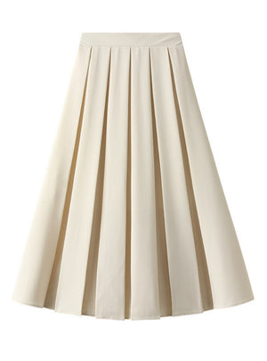 Retro Pleated Elastic High Waist Skirt