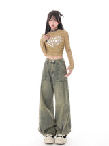 Retro Loose Straight Wide-leg Jeans