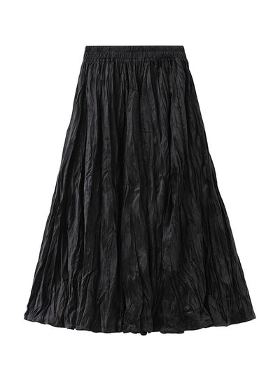 High Waist Wrinkle Middle Long Skirt