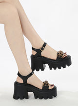 Thick Chain Sponge Cake Bottom Thick-heeled High-heeled Sandals