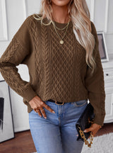 Retro Round Neck Twisted Twist Pullover Sweater