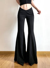 V-neck High Waist Slim Flared Pants