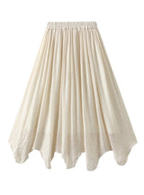 Thin Cotton and Linen Irregular High Waist Skirt