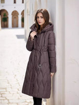 Slim-fit Long Padded Hooded Cotton Coat