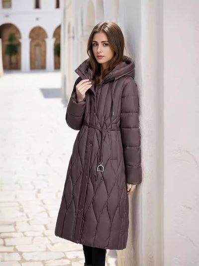 Slim-fit Long Padded Hooded Cotton Coat