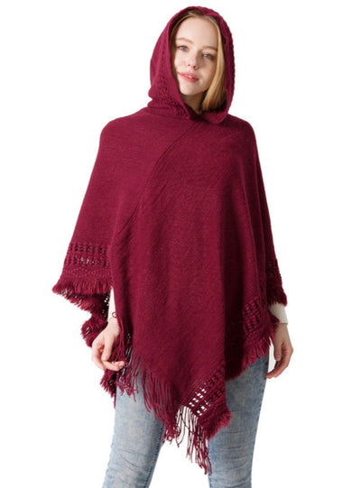 Knitted Shawl Hooded Pullover Cloak