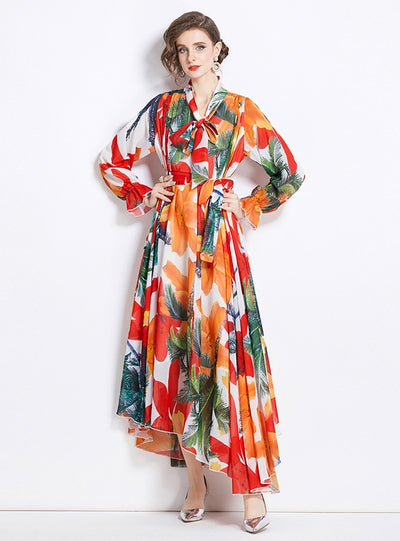 Chiffon Printed Long Sleeve Dress