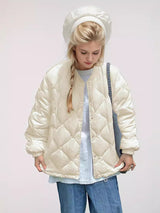 Loose and Slim Rhombic Cotton-padded Jacket Coat