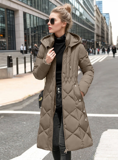 Slim-fit Long Padded Hooded Cotton Coat