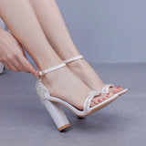 11cm Thick-heeled Round Head Sandals