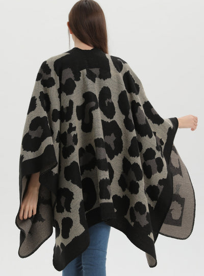 Leopard Print Shawl Split Cloak Scarf