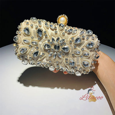 Rhinestone Hand Beaded Chain Clutch Bag