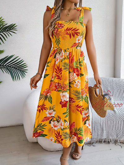 Flower Suspenders Holiday Beach Dress