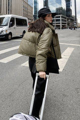 Pu Leather Short Cotton-padded Down Jacket