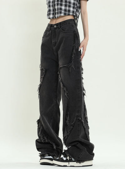 Retro Wide-leg Five-pointed Star Jeans