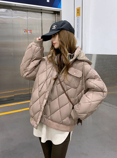 Retro Padded Knit Hooded Cotton-padded Jacket