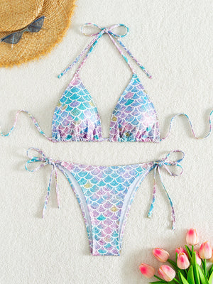 Sexy Mermaid Printed Halter Swimsuit