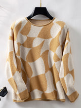 Casual Contrast Color Pullover Curling Sweater