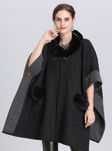 Loose Color Matching Pocket Shawl Cloak