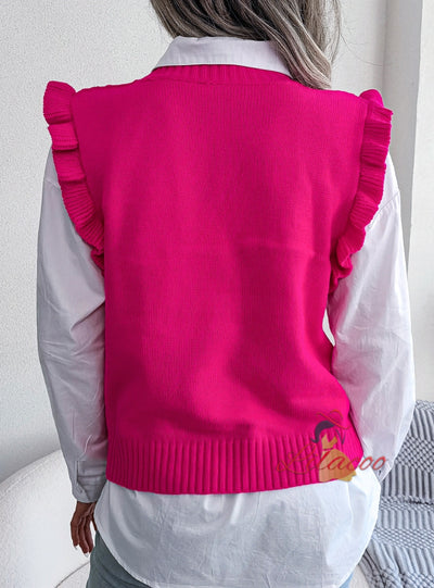 Diamond Knit Wooden Ear Vest Sweater