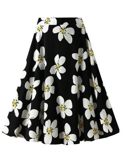 Elastic Waist Flower Print Skirt