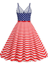 Flag Striped Print Retro Dress